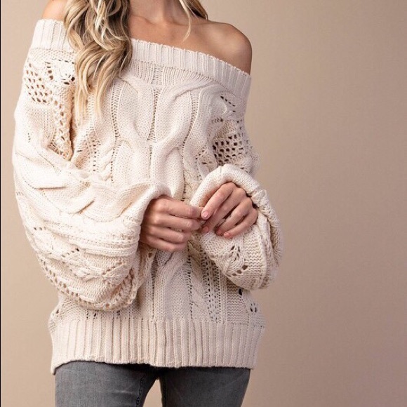 Amelia Puff Sleeved Sweater-VANILLA - Picture 2 of 2